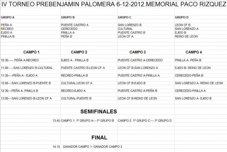 Calendario Torneo Prebenjamin