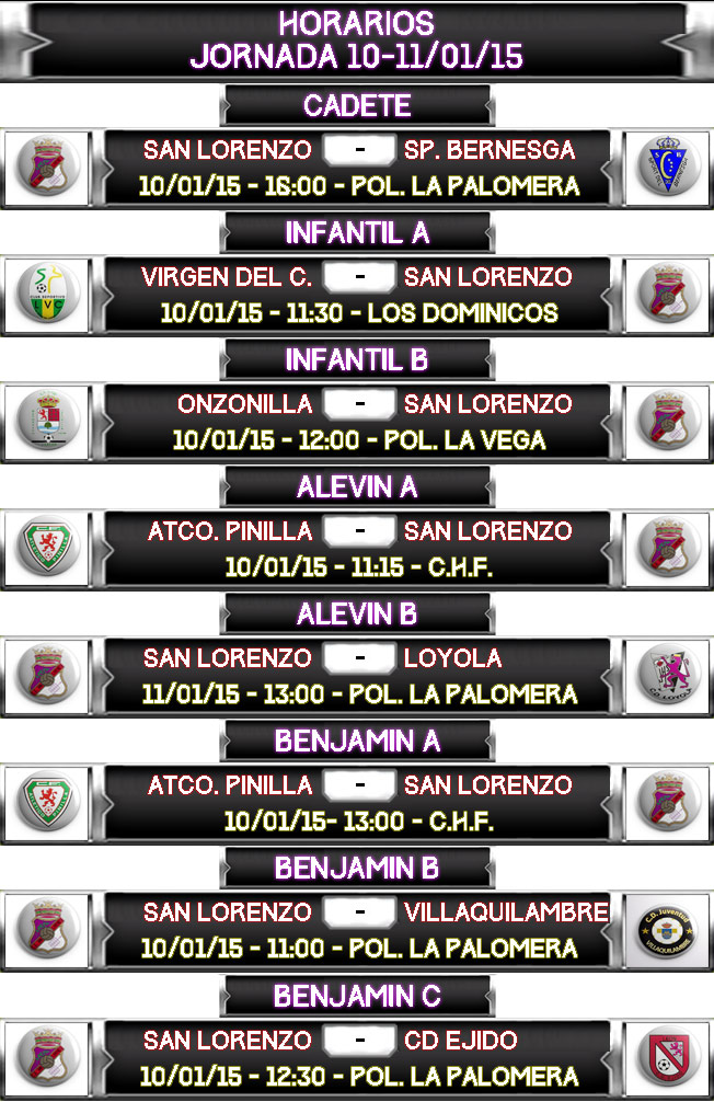 HORARIOS JORNADA 10-11-01